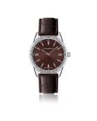 Reloj para hombre de piel marrón cocodrilo de Rotsee con costuras lisas y acolchadas