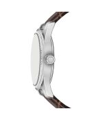 Reloj para hombre de piel marrón cocodrilo de Rotsee con costuras lisas y acolchadas
