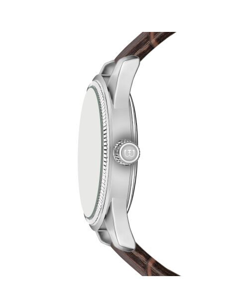 Reloj para hombre de piel marrón cocodrilo de Rotsee con costuras lisas y acolchadas