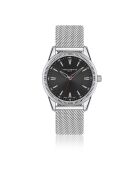 Reloj Huttwil de malla metálica plateada/negra para hombre
