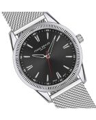 Reloj Huttwil de malla metálica plateada/negra para hombre