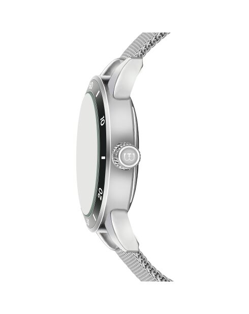 Reloj Huttwil de malla metálica plateada/negra para hombre