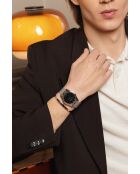 Reloj Huttwil de malla metálica plateada/negra para hombre