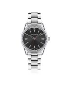 Reloj Huttwil de malla fina plateada/negra para hombre