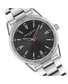 Reloj Huttwil de malla fina plateada/negra para hombre