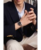 Reloj Huttwil de malla fina plateada/negra para hombre