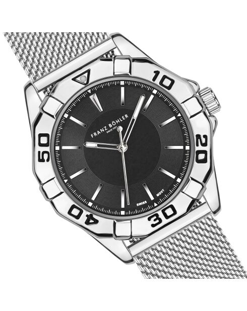 Reloj Totensee de malla metálica plateada/negra para hombre