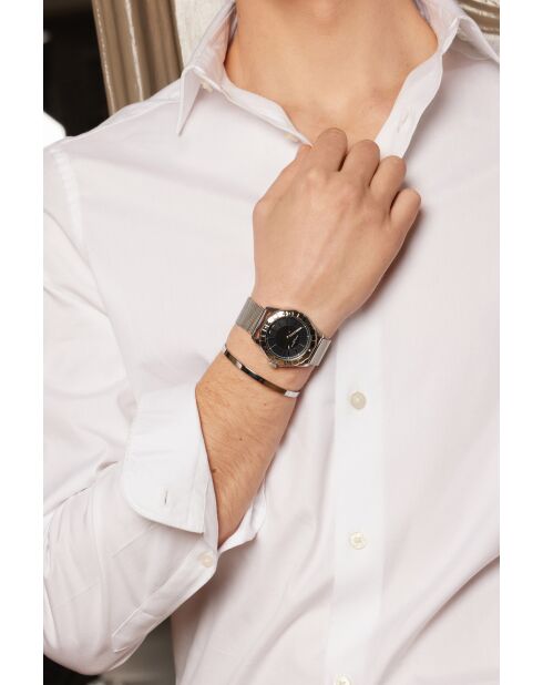 Reloj Totensee de malla metálica plateada/negra para hombre