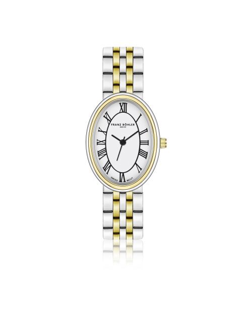 Montre pour femme en maille fine Davos argent/or/blanc