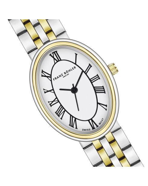 Montre pour femme en maille fine Davos argent/or/blanc