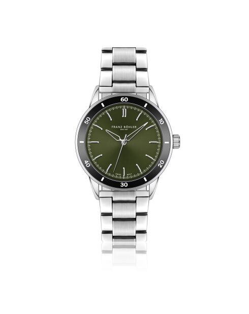 Reloj Türlersee de malla fina plateado/verde para hombre