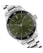 Reloj Türlersee de malla fina plateado/verde para hombre