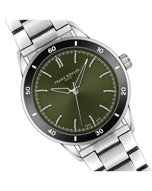 Reloj Türlersee de malla fina plateado/verde para hombre