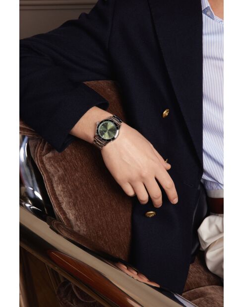 Reloj Türlersee de malla fina plateado/verde para hombre