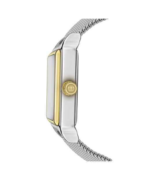 Lej Nair Damenuhr aus silber/weißem Metallgeflecht