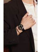 Reloj Greifensee de piel negra y plateada para hombre con costuras lisas y acolchadas