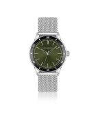 Reloj Türlersee de malla metálica plateada/verde para hombre