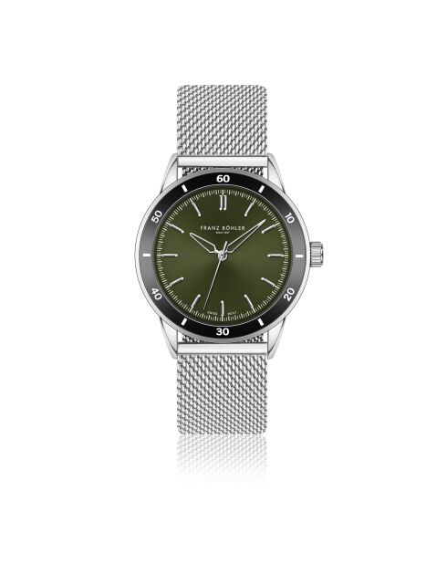 Reloj Türlersee de malla metálica plateada/verde para hombre