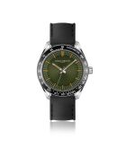 Reloj Greifensee para hombre de caucho acolchado y con costuras lisas en negro/plata