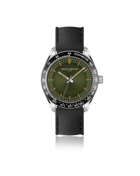 Reloj Greifensee para hombre de caucho acolchado y con costuras lisas en negro/plata