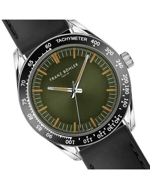Reloj Greifensee para hombre de caucho acolchado y con costuras lisas en negro/plata