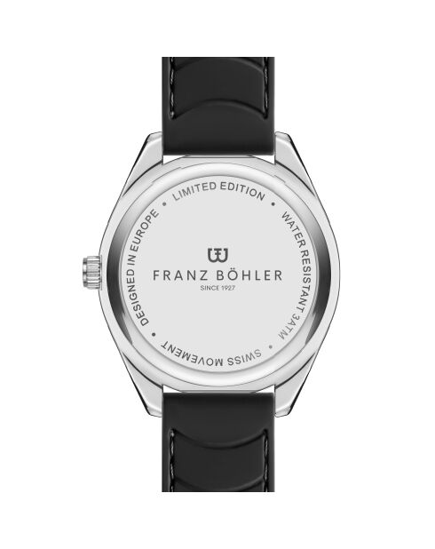 Reloj Greifensee para hombre de caucho acolchado y con costuras lisas en negro/plata