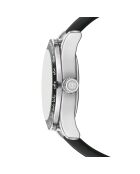 Reloj Greifensee para hombre de caucho acolchado y con costuras lisas en negro/plata