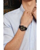 Reloj Greifensee para hombre de caucho acolchado y con costuras lisas en negro/plata