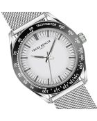 Reloj Silvaplana de malla metálica plateada/blanca para hombre