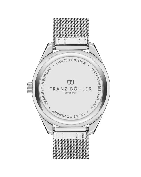 Reloj Silvaplana de malla metálica plateada/blanca para hombre