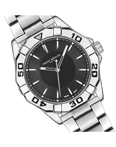 Reloj Totensee de malla fina plateado/negro para hombre