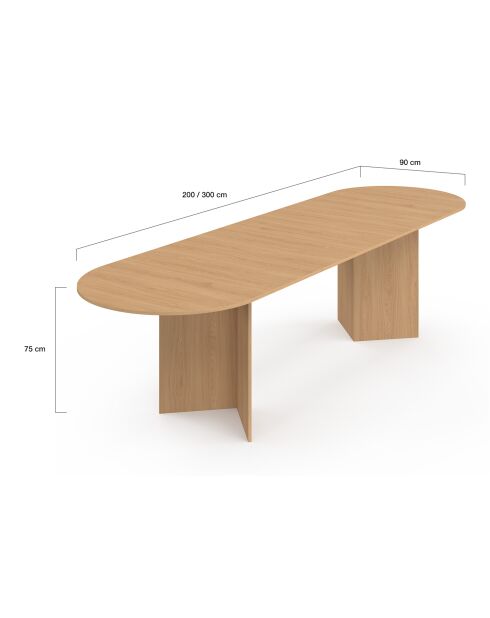 Gabin uitschuifbare eettafel 200-300 cm beukeneffect - 300x90x75 cm