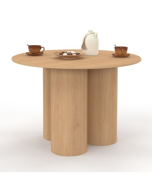 Ronde eettafel Olympia hout met pylonpoten - 110x110x75 cm