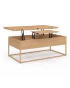 Heb- und zusammenklappbarer Couchtisch Memphis mit Beinen in Holzoptik, 100 x 55 x 40,5 cm