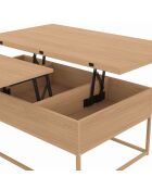 Heb- und zusammenklappbarer Couchtisch Memphis mit Beinen in Holzoptik, 100 x 55 x 40,5 cm