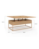 Heb- und zusammenklappbarer Couchtisch Memphis mit Beinen in Holzoptik, 100 x 55 x 40,5 cm