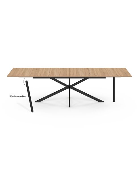 Spider ausziehbarer Esstisch 200-300 cm aus Holz und Schwarz - 300x90x75 cm