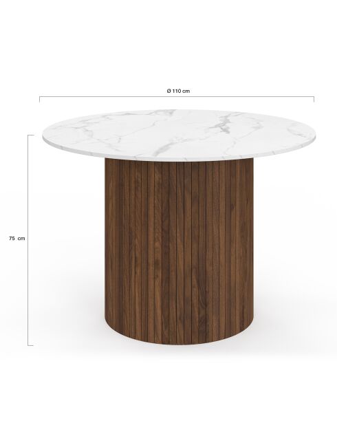 Alvar runder Esstisch Ø110cm Marmor- und Walnusseffekt - 110x110x75 cm