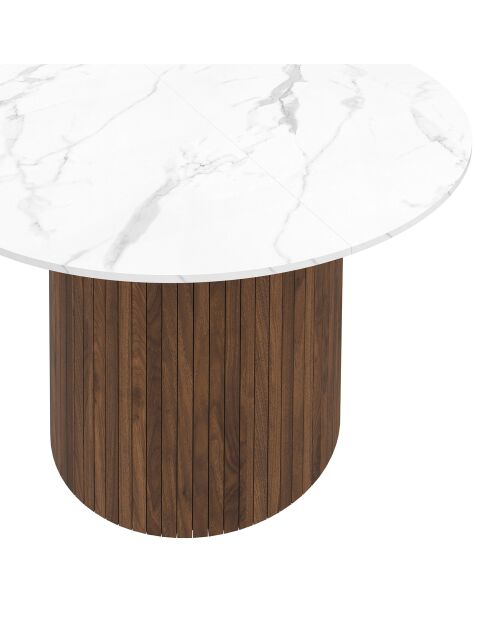 Alvar runder Esstisch Ø110cm Marmor- und Walnusseffekt - 110x110x75 cm