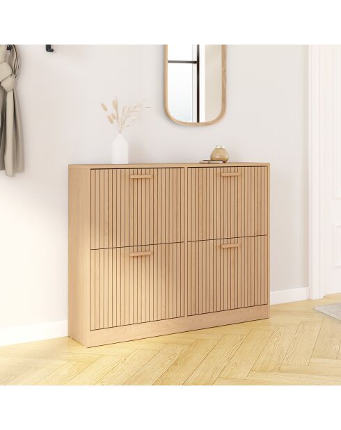Meuble chaussures Faustine 2x2 portes - 24 paires bois - 100x23.5x80 cm