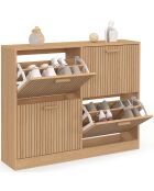 Meuble chaussures Faustine 2x2 portes - 24 paires bois - 100x23.5x80 cm