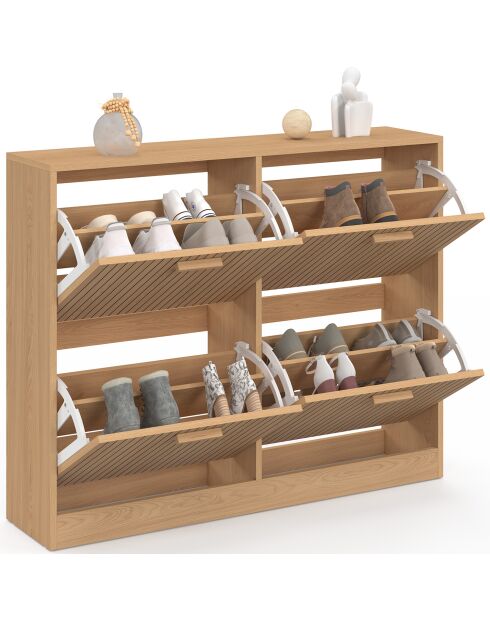 Meuble chaussures Faustine 2x2 portes - 24 paires bois - 100x23.5x80 cm