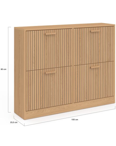Meuble chaussures Faustine 2x2 portes - 24 paires bois - 100x23.5x80 cm