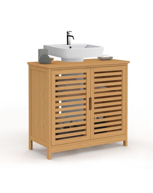 Meuble sous vasque Maya bambou 2 portes - 60x30x65 cm