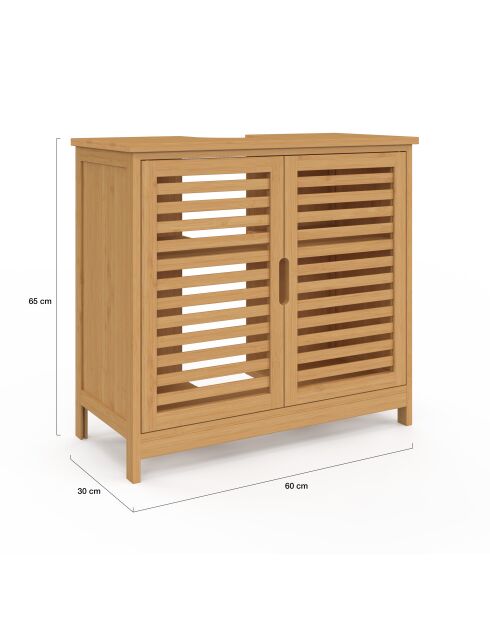 Meuble sous vasque Maya bambou 2 portes - 60x30x65 cm