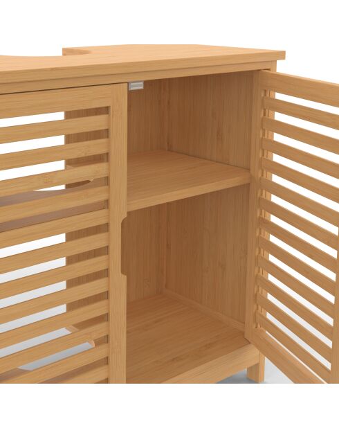 Meuble sous vasque Maya bambou 2 portes - 60x30x65 cm