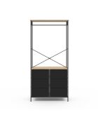 Dressing Iris penderie et 6 tiroirs bois/noir - 80x40x167 cm