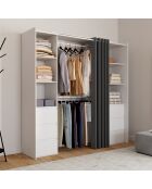 Dressing Justine extensible 120 - 180cm double colonne 6 tiroirs blanc/gris - 120/180x50x180 cm