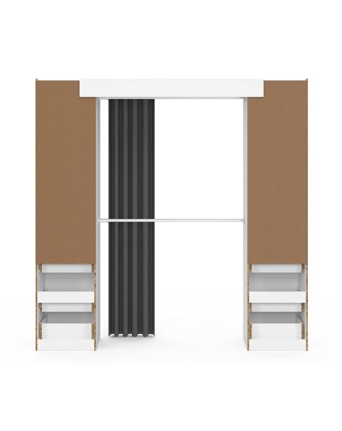 Dressing Justine extensible 120 - 180cm double colonne 6 tiroirs blanc/gris - 120/180x50x180 cm