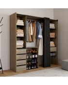Dressing Justine extensible 120 - 180cm double colonne 5 tiroirs effet bois - 120/180x50x180 cm